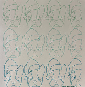 Boston Terrier Hand-Drawn Print (Green)